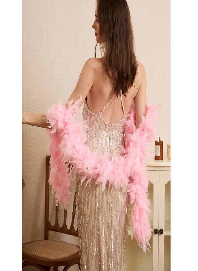 HAPPY FEATHER 2 Yards 100g Turkey Chandelle Feather Boa for Women Costume Accessory,Party Dancing Dress Up, Holiday Decors-Light Pink - Image 5